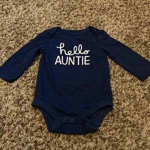 Navy Blue 'Hello Auntie' Long Sleeve Onesie
